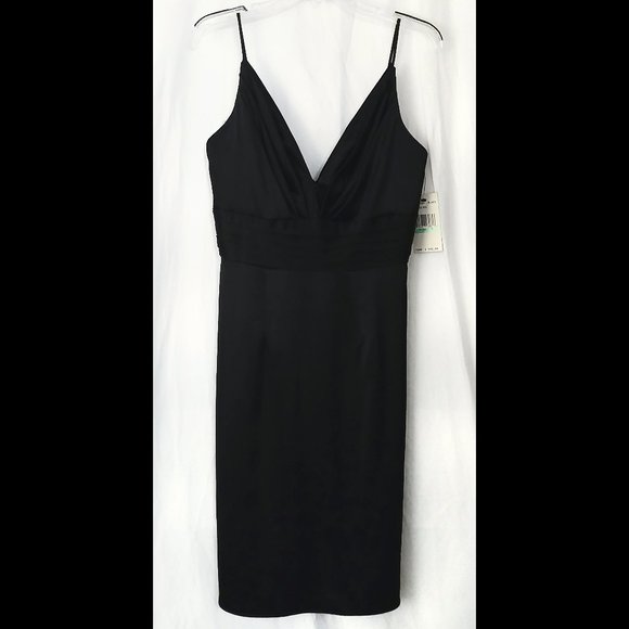 Black NWT $255 ABS ALLEN SCHWARTZ Sz 8 fit 4-6 Back Zip Sleeveless Dress Bust 34 - Picture 2 of 3